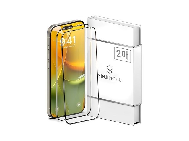 [아이폰16 프로맥스 투명 케이스 링케] 착용하면 멋진 신지모루 풀커버 하이브리드 강화유리 휴대폰 액정보호필름 2매입