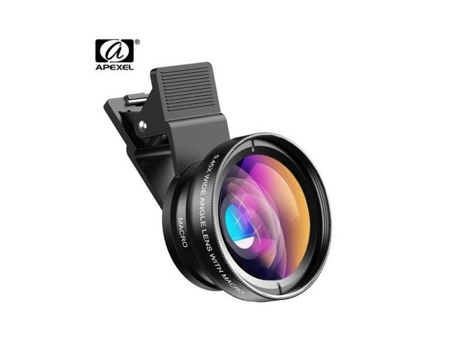 [아이폰6s 줌렌즈] 다재다능한 아이템 APEXEL 휴대폰 렌즈 키트 아이폰 6S 7 샤오미호환 핸드폰용 HD 카메라 렌즈 0.45x 초광각 및 12.5x 매크로 마이크로 렌즈