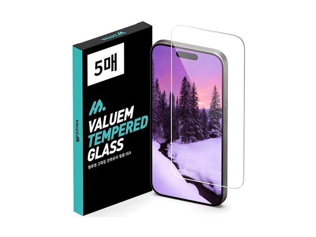 [아이폰 15프로 액정 강화유리] 핫 아이템 밸류엠 고화질 9H 강화유리 휴대폰 액정보호필름 5p 세트